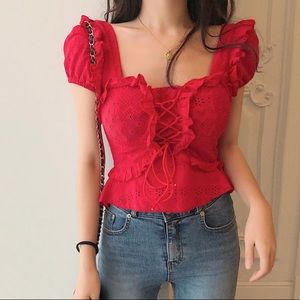 Lace-Up Slim Fit Top